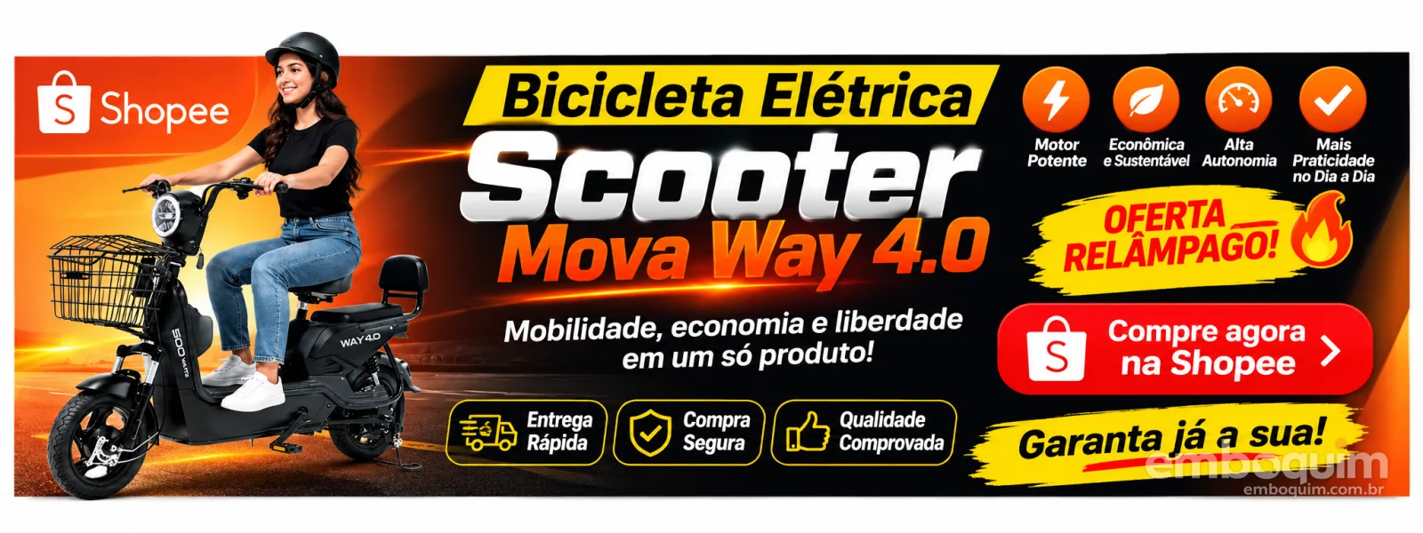 Bicicleta Elétrica Scooter Mova Way 4.0 500w 48v Lítio 2